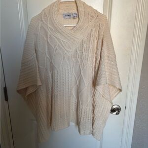 Moda Cream Cable Knit Poncho